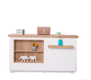 China Elegant White Reception Desk , Multi Functional Office Reception Desk LED Light supplier