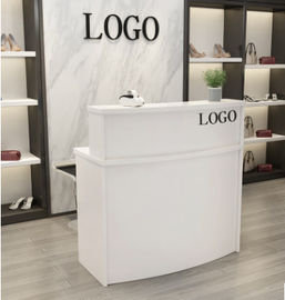 China Wooden Reception Desk Display Case With Acrylic Logo For Shopping Mail supplier
