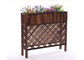 Balcony Mesh Shape Wooden Flower Shelf , Colorful Wooden Plant Stand Antiseptic Wood Fence supplier