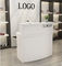 Wooden Reception Desk Display Case With Acrylic Logo For Shopping Mail supplier
