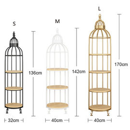 China Interior Decoration Metal Display Racks And Stands Creative Bird Cage Shape Flower Shelf supplier