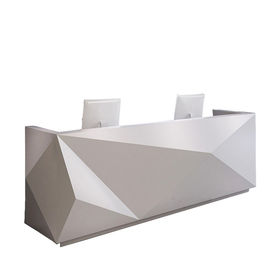 China Special Shape Manager Office Furniture White Counter For Company / Hotel Front Desk supplier