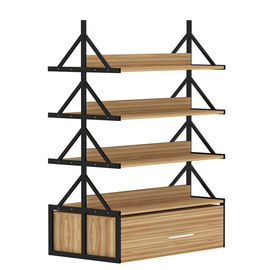 China High Density Wooden Retail Shoe Rack Display 4 Layers Anti Crack For Large Shopping Mall supplier