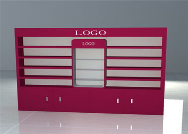 China Pink Fashion Cosmetic Store Furniture / Makeup Display Showcase With Led Light supplier