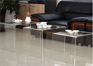 China Modern Design Acrylic Tea Table , Transparency Plexiglass Display Case Three Set Coffee Desk supplier