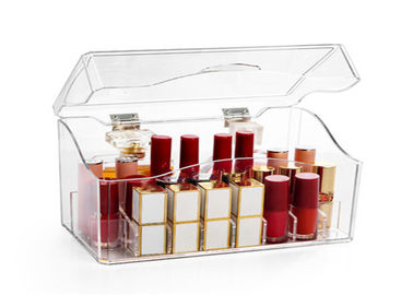 China Clear Cosmetic Acrylic Display Box , Lipstick Acrylic Makeup Storage Turn Over Design supplier