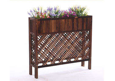 China Balcony Mesh Shape Wooden Flower Shelf , Colorful Wooden Plant Stand Antiseptic Wood Fence supplier