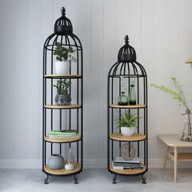 Interior Decoration Metal Display Racks And Stands Creative Bird Cage Shape Flower Shelf supplier