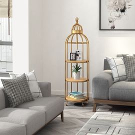 Interior Decoration Metal Display Racks And Stands Creative Bird Cage Shape Flower Shelf supplier