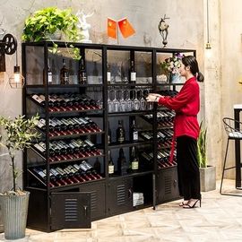 Modern Luxury Metal Wine Display Shelf Black MQ-S005 For Storing Wine supplier