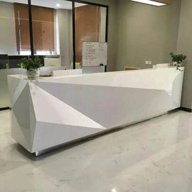 Special Shape Manager Office Furniture White Counter For Company / Hotel Front Desk supplier