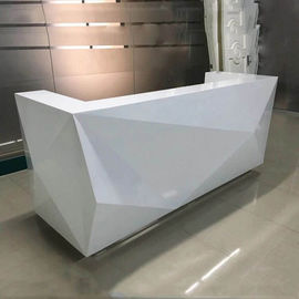 Special Shape Manager Office Furniture White Counter For Company / Hotel Front Desk supplier