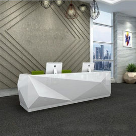 Special Shape Manager Office Furniture White Counter For Company / Hotel Front Desk supplier