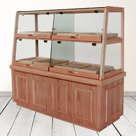 Bread Cake Shop Display Showcase Wood / Glass Material With Energy Saving LED Light supplier