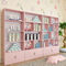 White / Pink Shop Display Cabinets , Commercial Display Cases For Cosmetics Store supplier