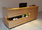 Simple Modern Wood Reception Desk L Shaped Corner Middle Groove Led Light supplier