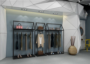 Simple Black Clothing Display Showcase Iron Art With Anti Rust Metal Material supplier