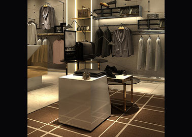 Brand Men's Retail Store Clothing Racks , Luxurious Metal Clothes Rack For Shopping Mall supplier