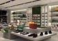 Fashion Shoe Display Wall Shelves , Round Footwear Display Stands MDF Material supplier