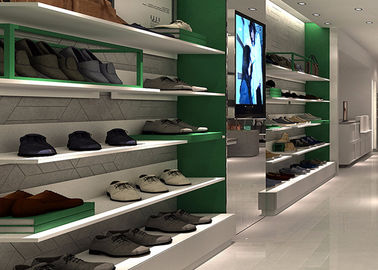 Fashion Shoe Display Wall Shelves , Round Footwear Display Stands MDF Material supplier