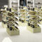 High Density Wooden Retail Shoe Rack Display 4 Layers Anti Crack For Large Shopping Mall supplier
