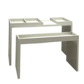 Simple White Cosmetic Product Display Stands , Wooden Makeup Store Cosmetics supplier