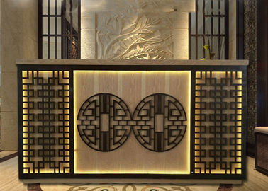 Chinese Style Reception Desk Display Case With Beautiful Hollow Carving Light supplier