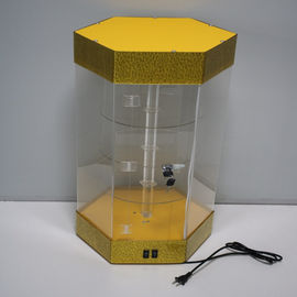 Beautiful Rotatable Acrylic Display Stands Rack Yellow Base Lockable With Led Light supplier