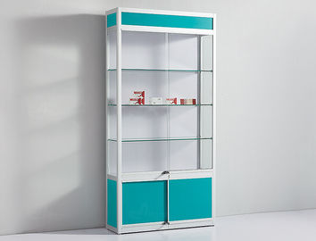 Blue Pharmacy Display Shelves , Multi Layer Pharmacy Cabinet Design With Lock supplier