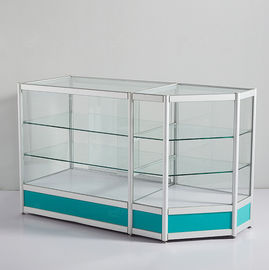 Blue Pharmacy Display Shelves , Multi Layer Pharmacy Cabinet Design With Lock supplier