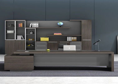 Beautiful Gray Office Cabinets Wood , Boss Office Furniture Various Shapes Available supplier