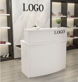 Wooden Reception Desk Display Case With Acrylic Logo For Shopping Mail supplier