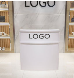 Wooden Reception Desk Display Case With Acrylic Logo For Shopping Mail supplier